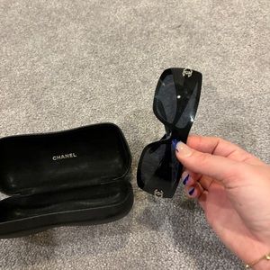 Chanel crystal logo shield sunglasses authentic
